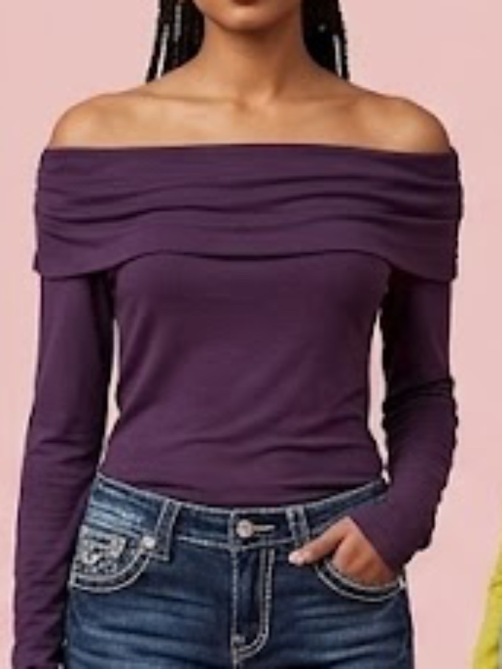 Generation Love Plum Purple Draped Off The Shoulder Top S